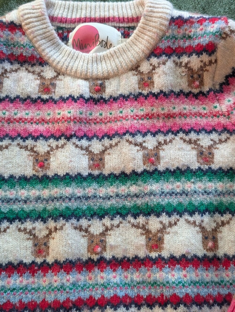 Mini Boden Girls Sweater Size 3/4 Reindeer